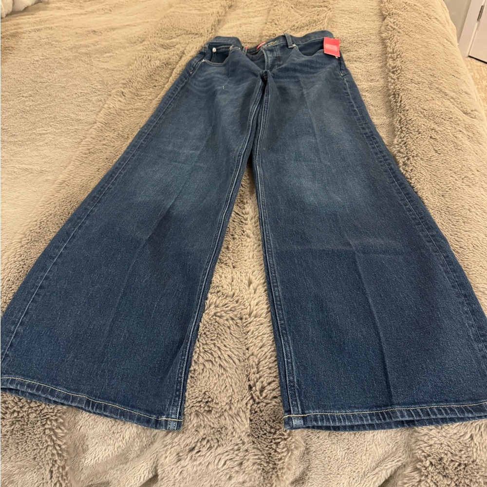 NWT SPANX Dark Blue wide leg Jeans XS